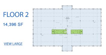 A floor plan of the building with two green squares.